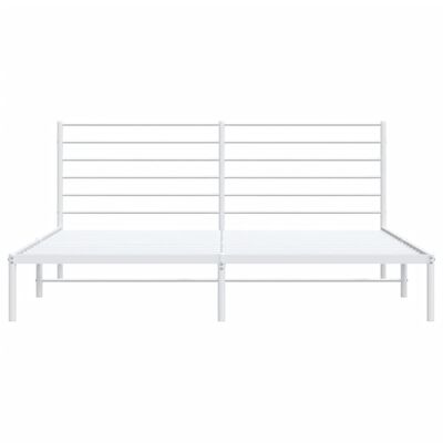 vidaXL Metal Bed Frame without Mattress with Headboard White 76"x79.9"