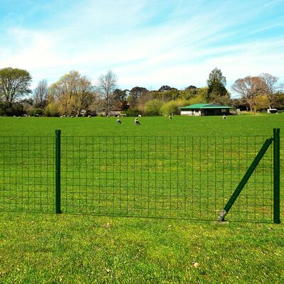 vidaXL Euro Fence Steel 82'x5.6' Green