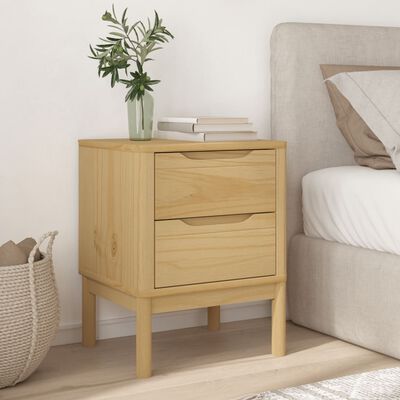 vidaXL Bedside Cabinet FLORO Wax Brown 17.7"x15.4"x22.4" Solid Wood Pine