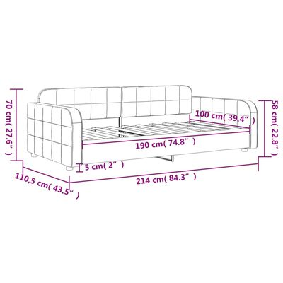 vidaXL Day Bed without Mattress Light Gray 39.4"x74.8" Velvet