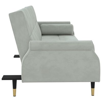 vidaXL Sofa Bed with Cushions Light Gray Velvet