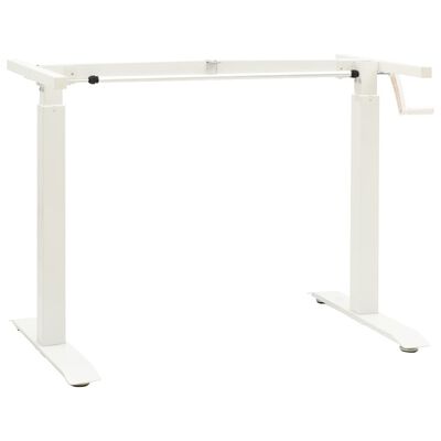 vidaXL Manual Height Adjustable Standing Desk Frame Hand Crank White