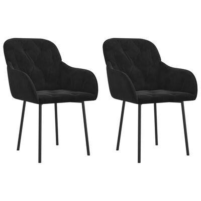 vidaXL Dining Chairs 2 pcs Black Velvet