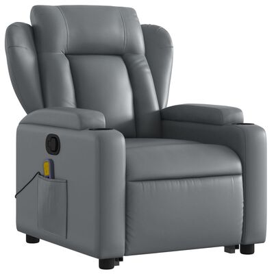 vidaXL Stand up Massage Recliner Chair Gray Faux Leather