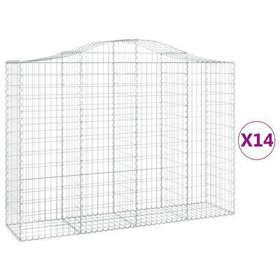 vidaXL Arched Gabion Baskets 14 pcs 78.7"x19.7"x55.1"/63" Galvanized Iron