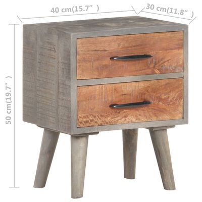 vidaXL Bedside Cabinet Gray 15.7"x11.8"x19.7" Solid Rough Mango Wood