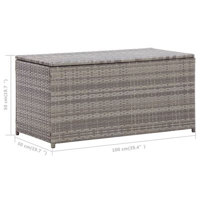 vidaXL Patio Storage Box Poly Rattan 39.4"x19.7"x19.7" Gray