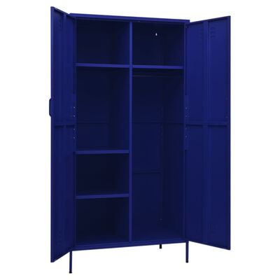 vidaXL Wardrobe Navy Blue 35.4"x19.7"x70.9" Steel