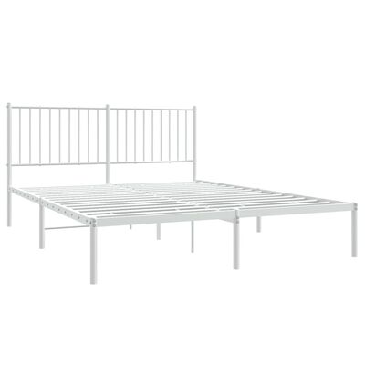 vidaXL Metal Bed Frame without Mattress with Headboard White 59.1"x78.7"