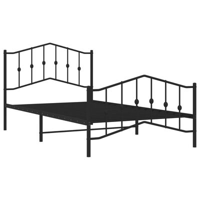 vidaXL Metal Bed Frame with Headboard and Footboard Black 39.4"x78.7"