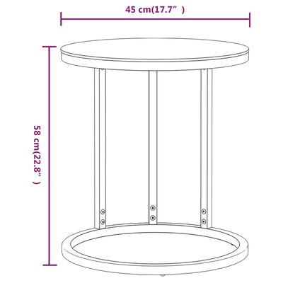 vidaXL Side Table Gold and Transparent 17.7" Tempered Glass