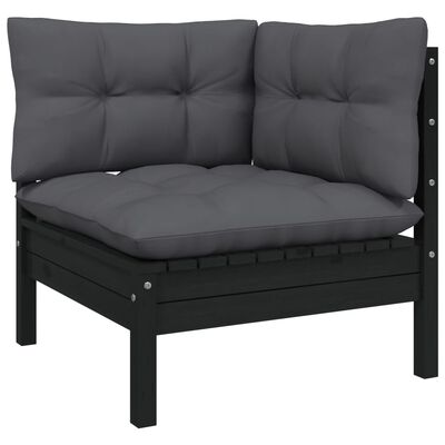 vidaXL 3 Piece Patio Lounge Set with Anthracite Cushions Pinewood