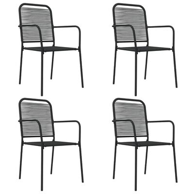 vidaXL 5 Piece Patio Dining Set Black Cotton Rope and Steel