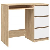 vidaXL Desk White and Sonoma Oak 35.4"x17.7"x29.9" Engineered Wood