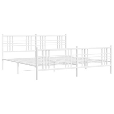 vidaXL Metal Bed Frame without Mattress with Footboard White 76"x79.9"