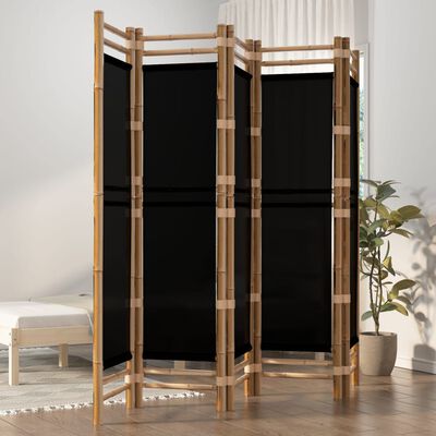 vidaXL Folding 5-Panel Room Divider 78.7" Bamboo and Canvas