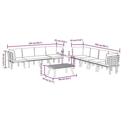 vidaXL 8 Piece Patio Lounge Set with Cushions Solid Acacia Wood