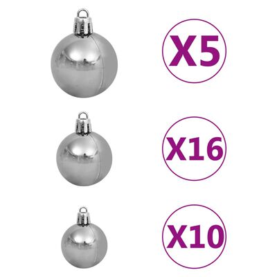 vidaXL Artificial Hinged Christmas Tree 300 LEDs & Ball Set 82.7"