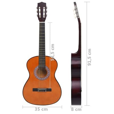 vidaXL 8 Piece Classical Guitar Beginner Set 3/4 36"