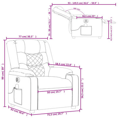 vidaXL Electric Massage Recliner Chair Gray Faux Leather