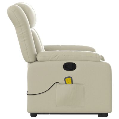 vidaXL Stand up Massage Recliner Chair Cream Faux Leather