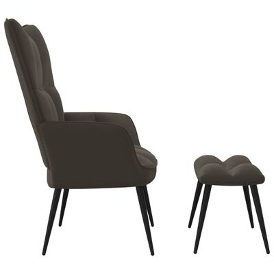 vidaXL Relaxing Chair with a Stool Dark Gray Velvet