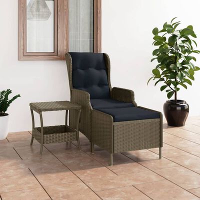 vidaXL 2 Piece Patio Lounge Set with Cushions Poly Rattan Brown