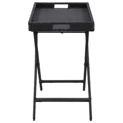 vidaXL Folding Table Black 31.5"x17.7"x29.5" Poly Rattan