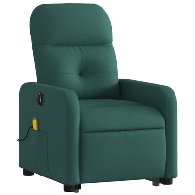 vidaXL Electric Stand up Massage Recliner Chair Dark Green Fabric