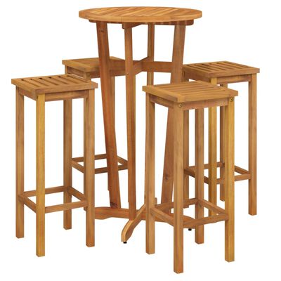 vidaXL 5 Piece Patio Bar Set Solid Wood Acacia