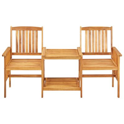 vidaXL Patio Chairs with Tea Table and Cushions Solid Acacia Wood