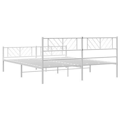 vidaXL Metal Bed Frame without Mattress with Footboard White 72"x83.9"