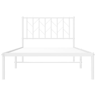 vidaXL Metal Bed Frame without Mattress with Headboard White 39.4"x78.7"