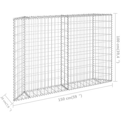 vidaXL Trapezium Gabion Raised Bed Galvanized Steel 59.1"x7.9"x39.4"