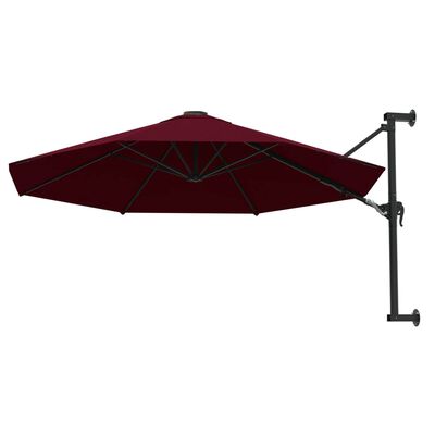 vidaXL Wall-Mounted Parasol with Metal Pole 118.1" Burgundy