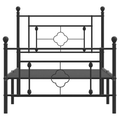 vidaXL Metal Bed Frame without Mattress with Footboard Black 39.4"x78.7"