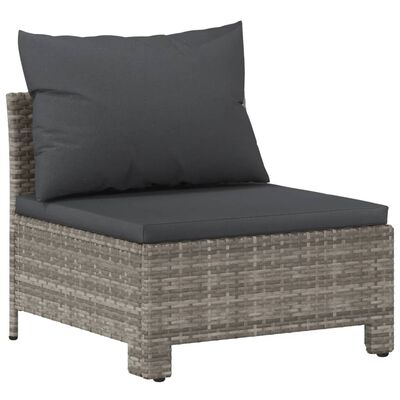 vidaXL 7 Piece Patio Lounge Set with Cushions Gray Poly Rattan