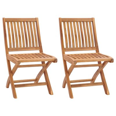 vidaXL Folding Patio Chairs 2 pcs Solid Teak Wood