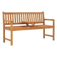 vidaXL 3-Seater Patio Bench with Table 59.1" Solid Teak Wood