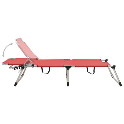 vidaXL Extra High Folding Senior Sunbed Red Aluminum