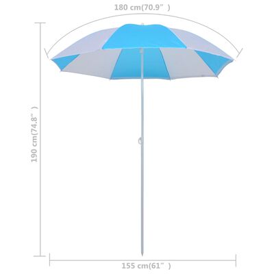 vidaXL Beach Umbrella Shelter Blue and White 70.9" Fabric