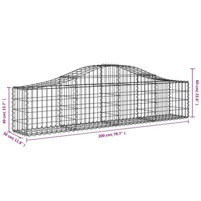 vidaXL Arched Gabion Baskets 15 pcs 78.7"x11.8"x15.7"/23.6" Galvanized Iron