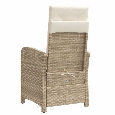 vidaXL Reclining Patio Chair with Cushions Beige Poly Rattan