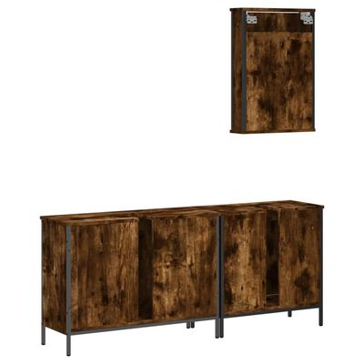 vidaXL 3 Piece Bathroom Furniture Set Smoked Oak Engineered Wood