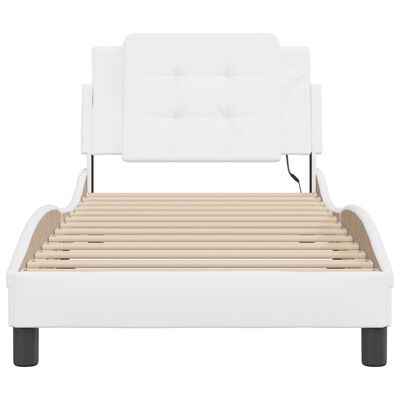 vidaXL Bed Frame with LED without Mattress White 39.4"x74.8"