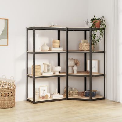 vidaXL 4-Layer Shelves 2 pcs Anthracite Steel&Engineered Wood