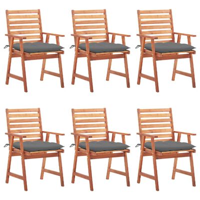 vidaXL Patio Dining Chairs 6 pcs with Cushions Solid Acacia Wood