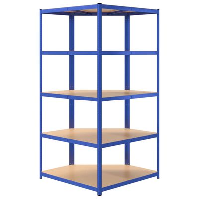 vidaXL 5-Layer Corner Shelf Blue Steel&Engineered Wood