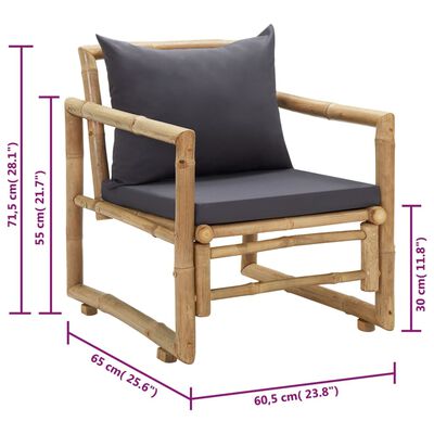 wijsvinger kalender been vidaXL Patio Chairs with Cushions 2 pcs Bamboo | vidaXL.com