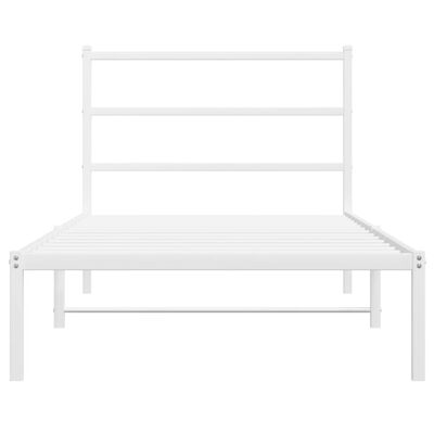 vidaXL Metal Bed Frame without Mattress with Headboard White 39.4"x78.7"